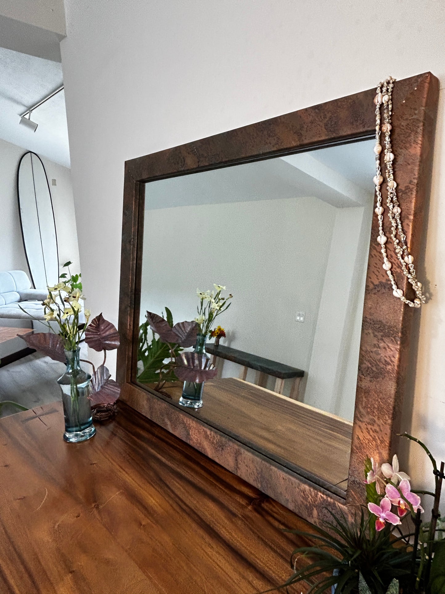 Large Handmade Copper Mirror, one-of-a-kind Vanity Mirror, Unique Home Decor, Custom Frame