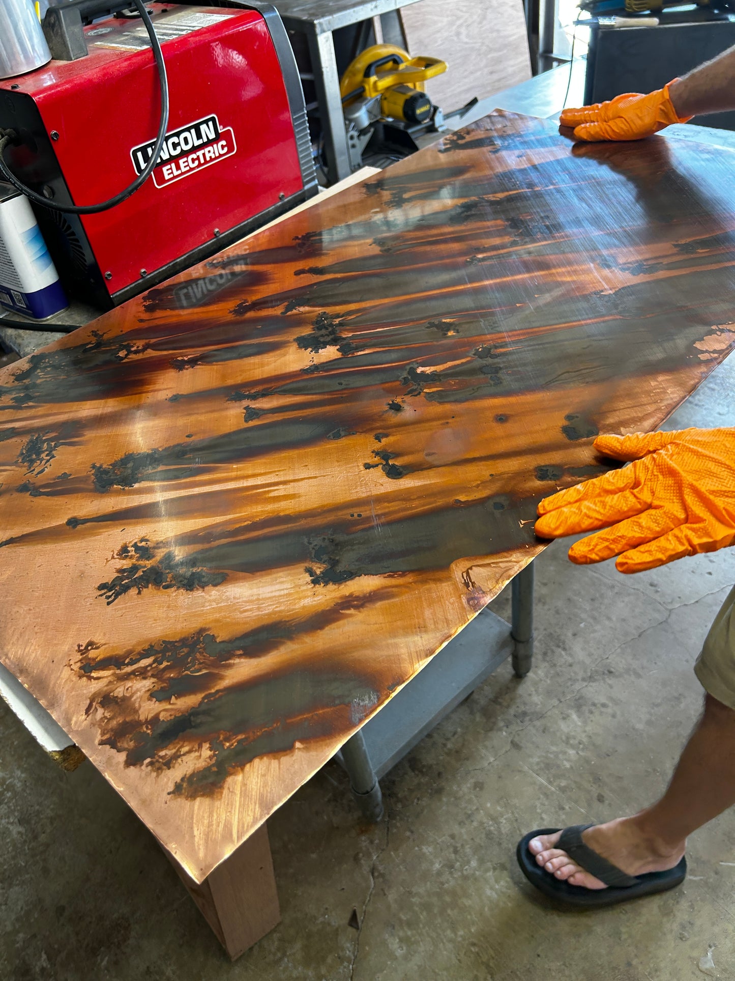 Modern Metal Bench, Contemporary Copper Art, Copper Table