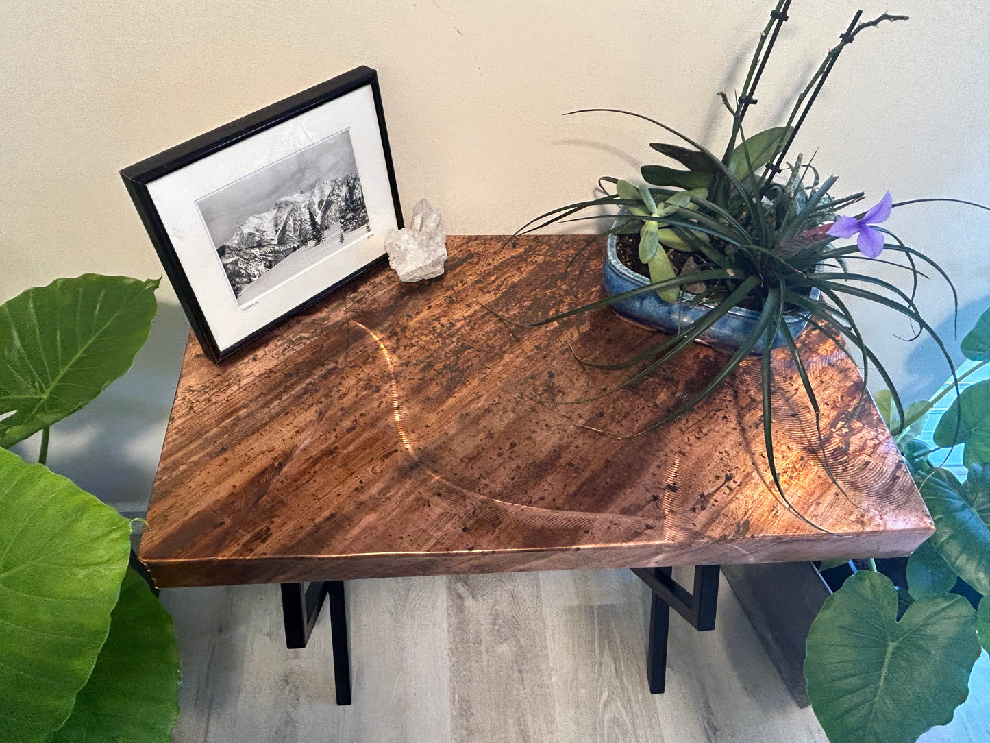 Contemporary Copper Accent Table / Modern End Table