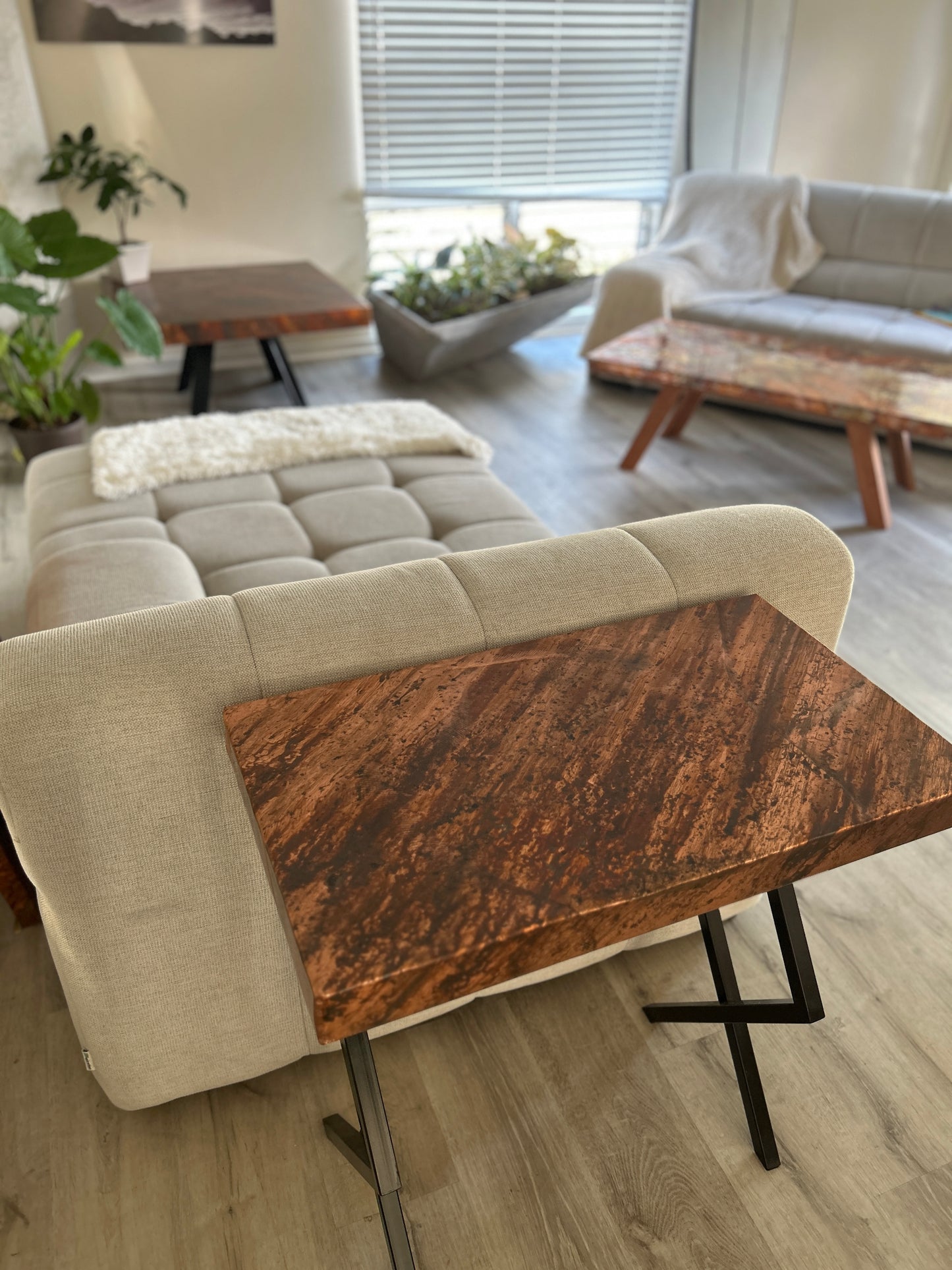 Contemporary Copper Accent Table / Modern End Table