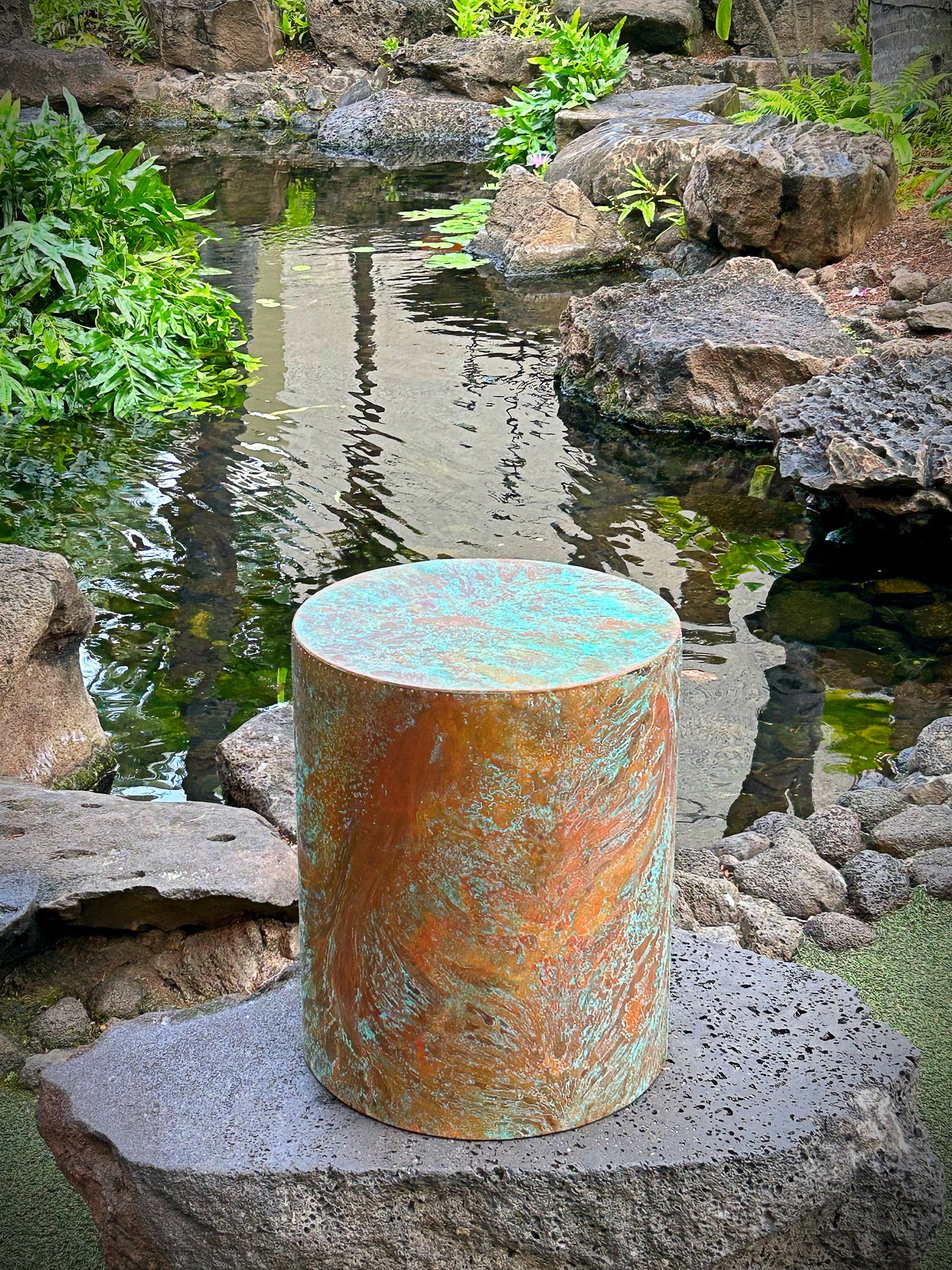 Modern Copper Drum, Copper Side Table, Contemporary Copper Accent Table