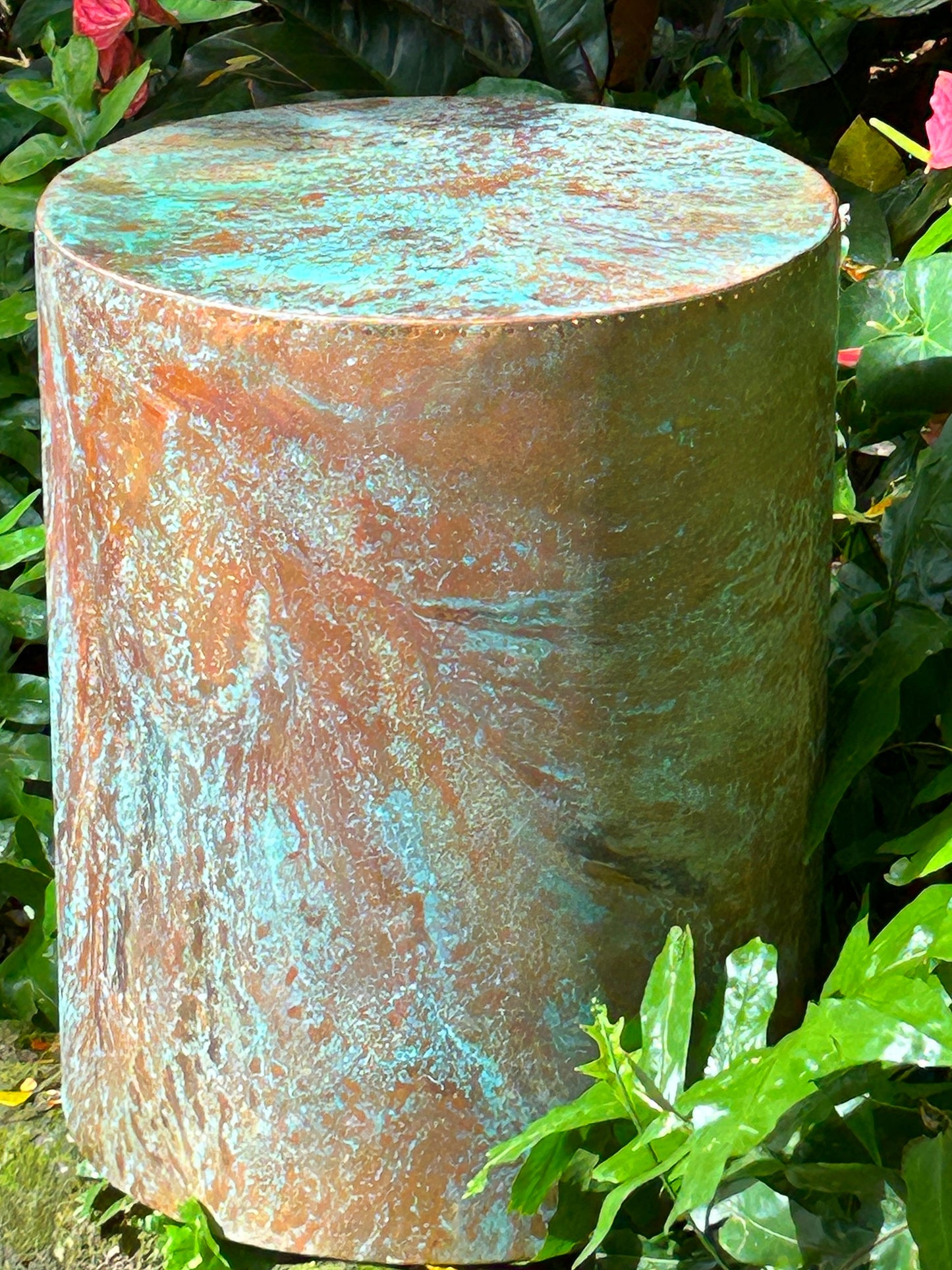 Modern Copper Drum, Copper Side Table, Contemporary Copper Accent Table
