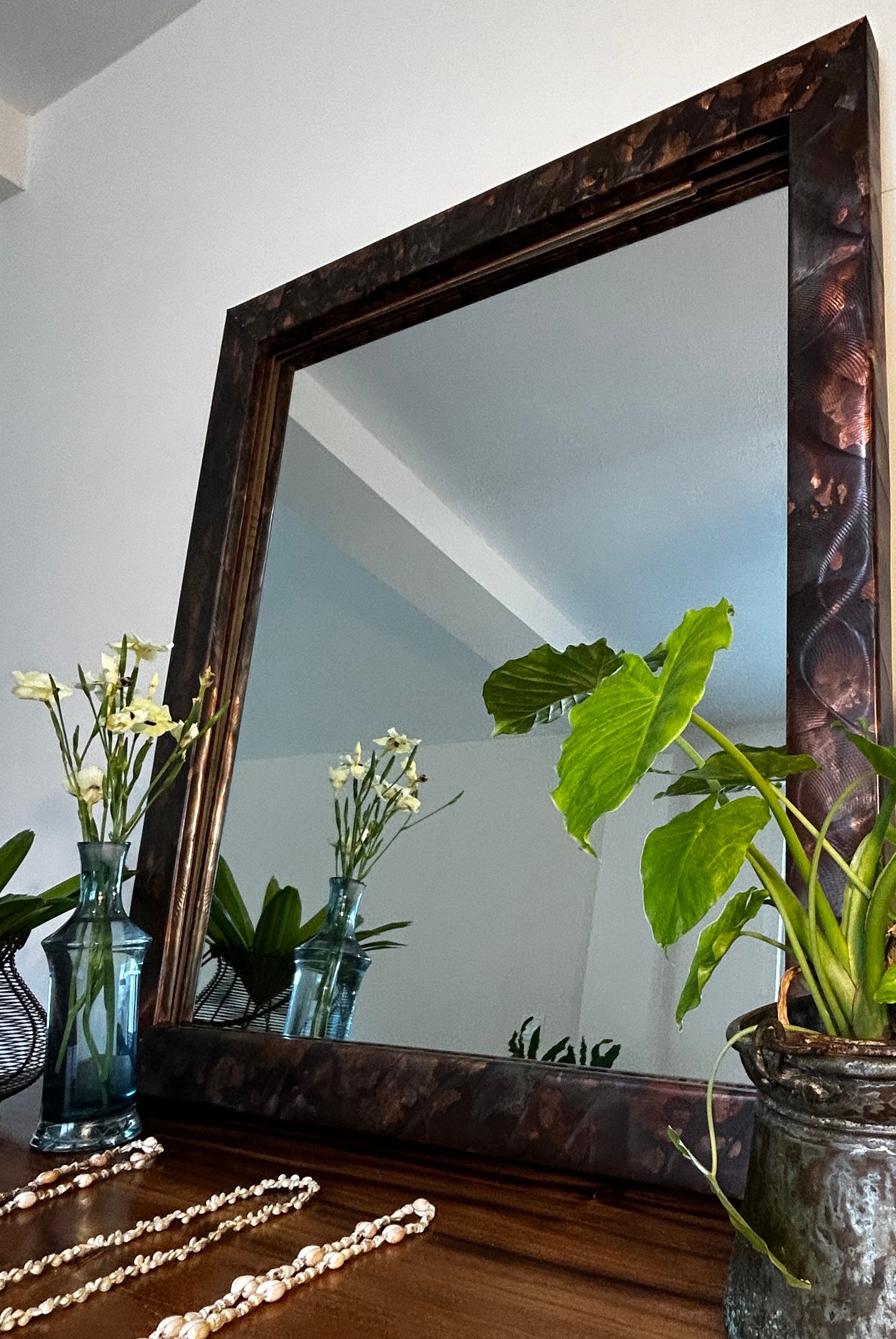 Large Handcrafted Copper Mirror, Custom Copper Frame, Bathroom Mirror, Vanity Mirror, Mirror Wall Art
