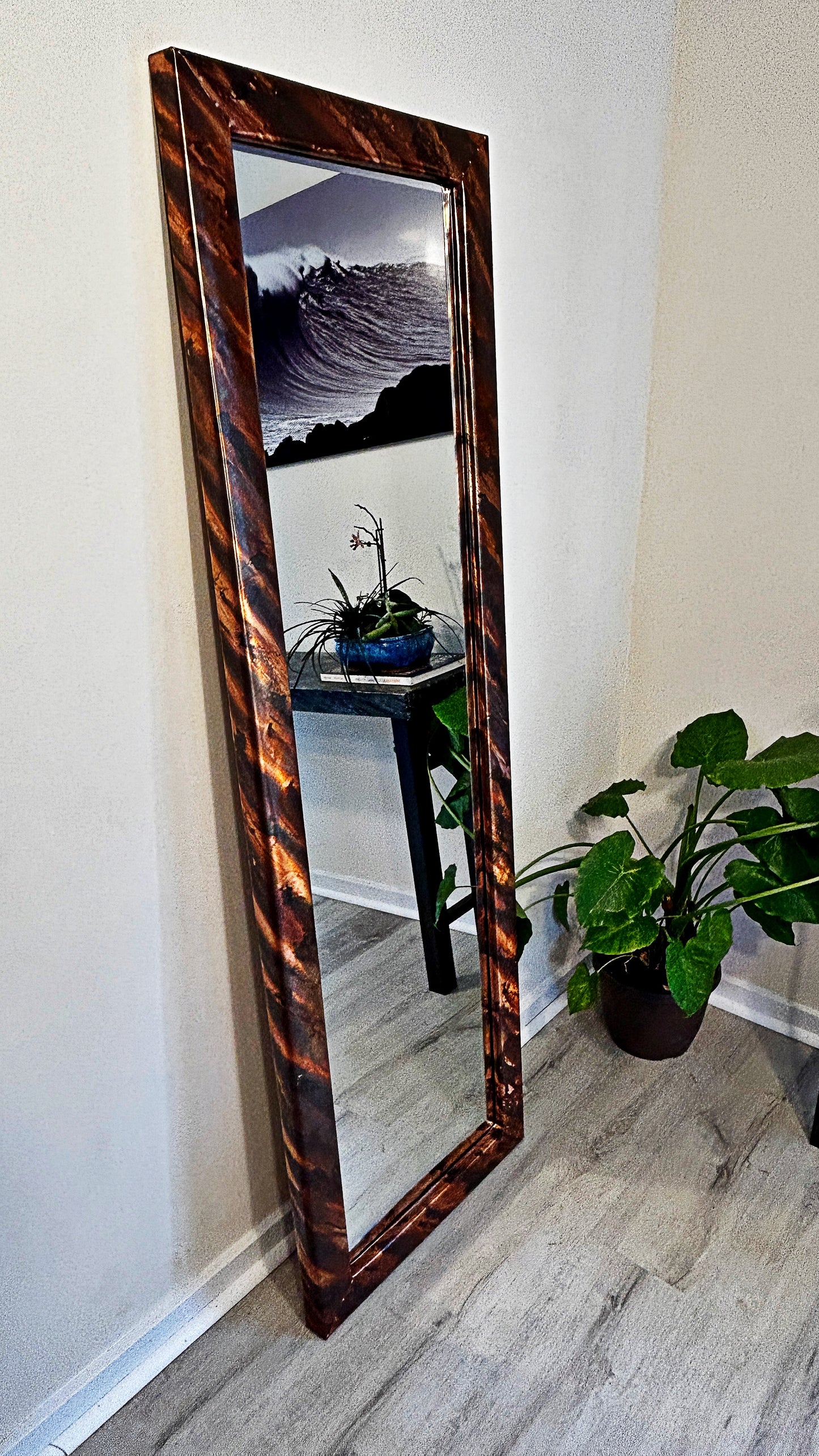 Full-Length Copper Mirror, Unique Full-Body Copper Vanity Mirror, Handcrafted Copper Decor
