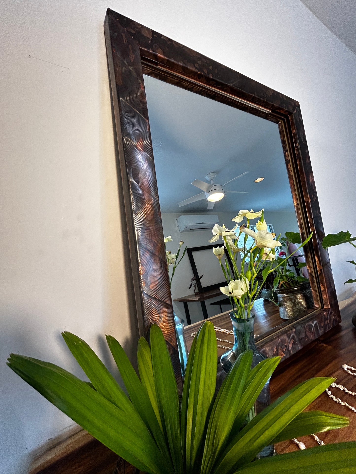 Large Handcrafted Copper Mirror, Custom Copper Frame, Bathroom Mirror, Vanity Mirror, Mirror Wall Art