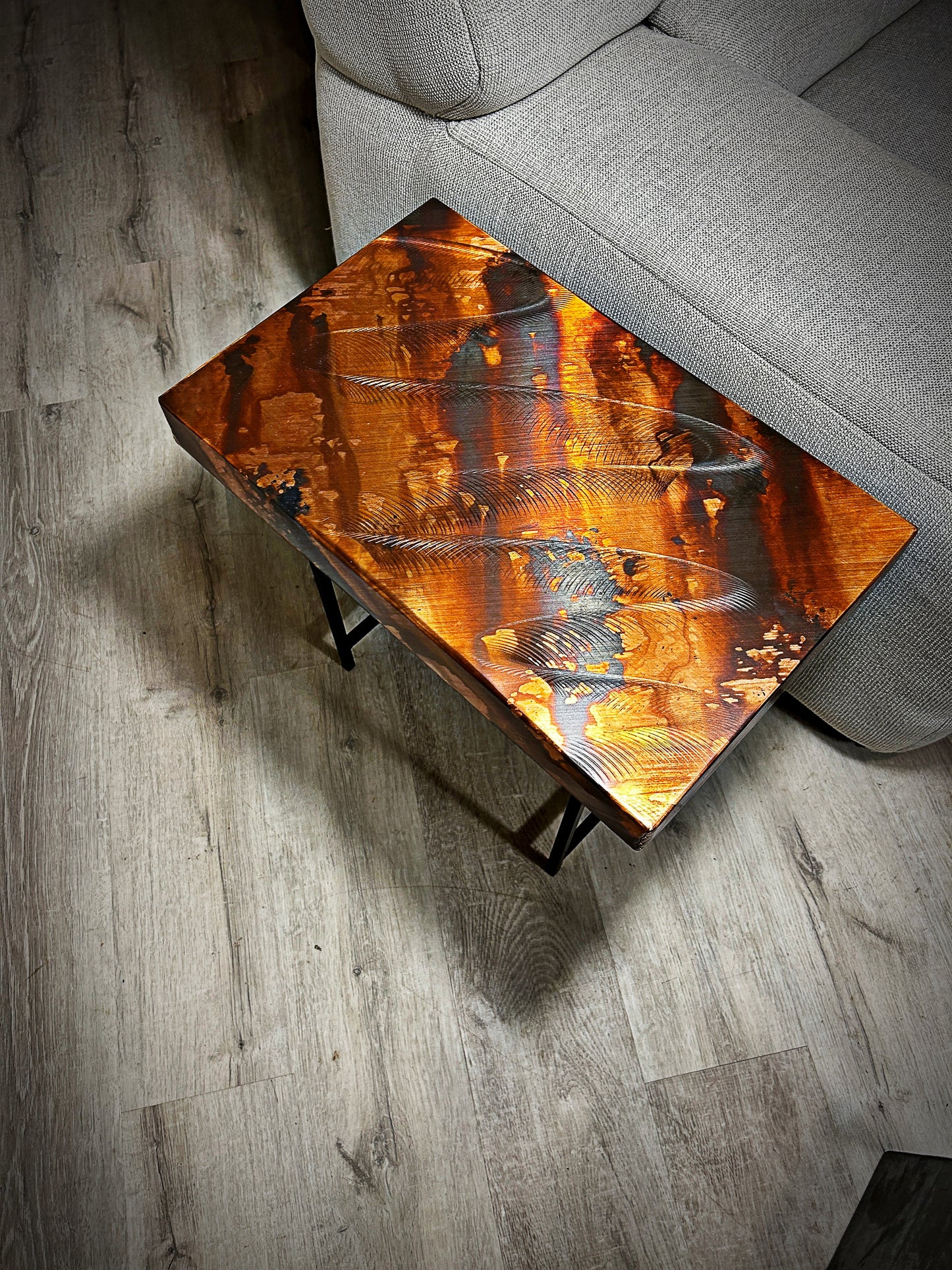 Copper Table, Copper Bedside Table, Modern Mountain Decor, Metal Art Furniture, Copper End Table Made in Hawaii