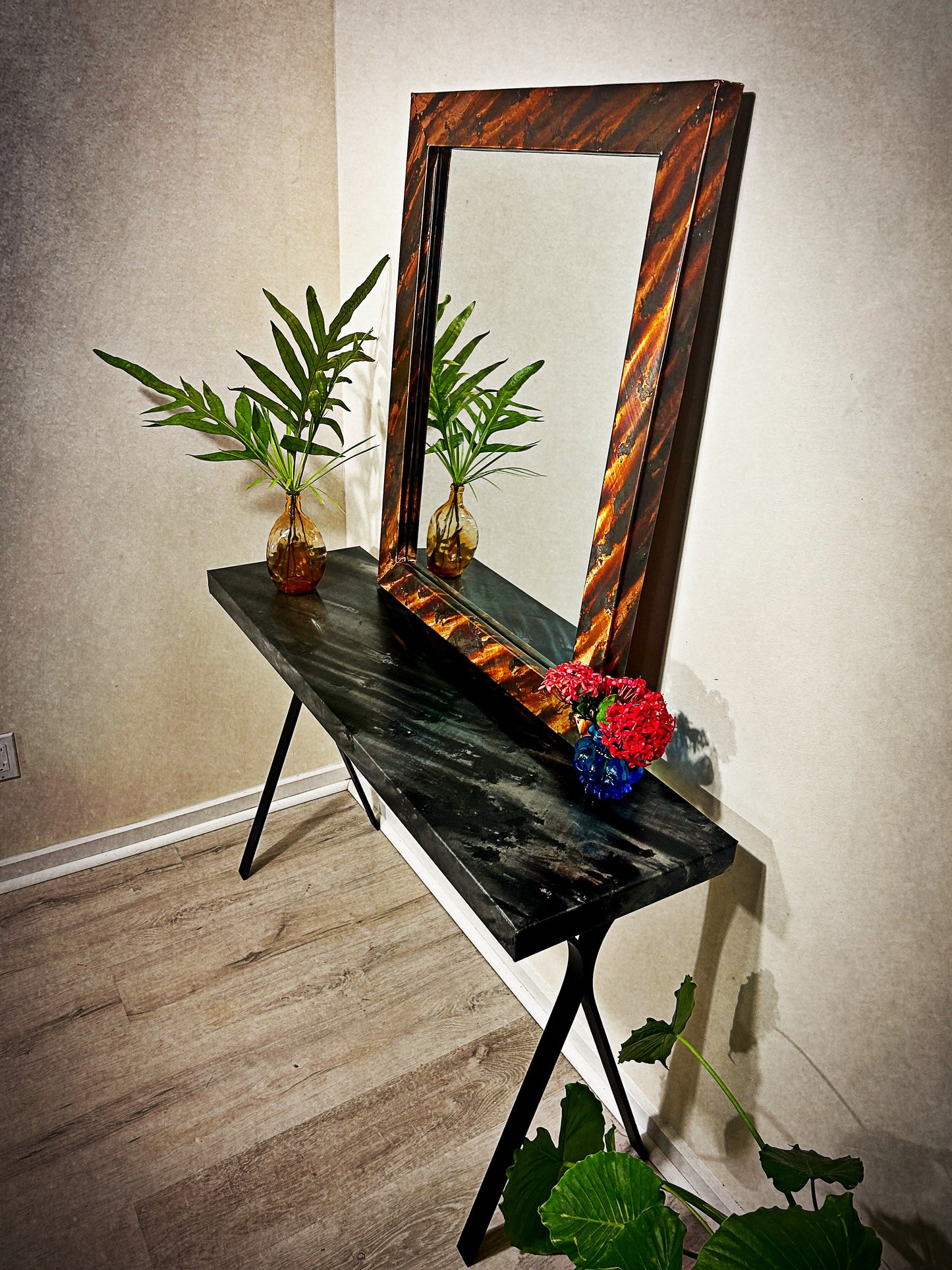 Modern Copper Mirror, Handmade Bathroom Vanity Mirror, Copper Decor Wall Art