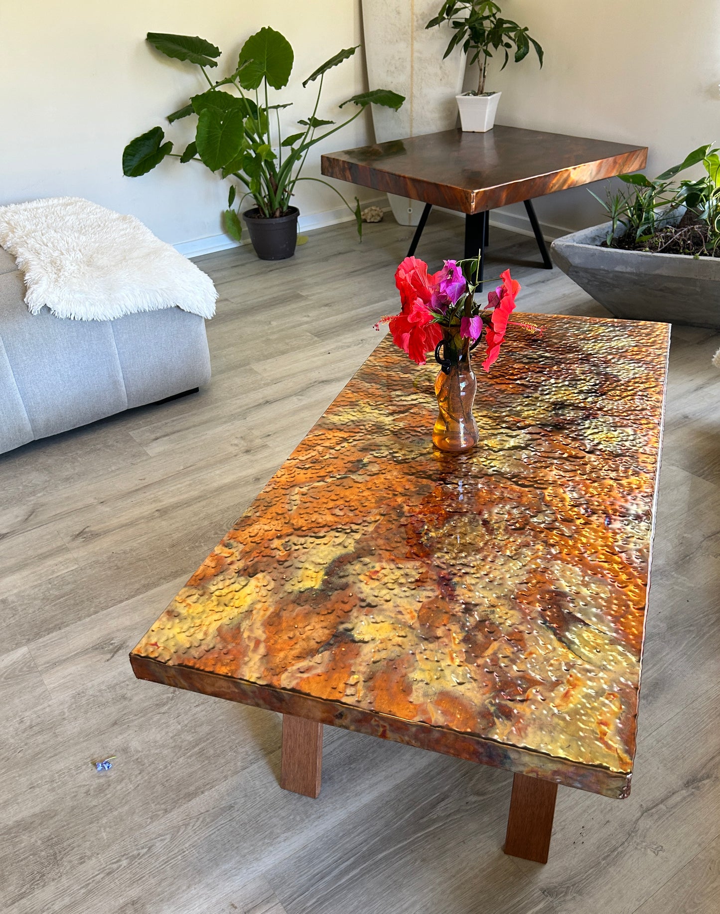 Hammered Copper Coffee Table