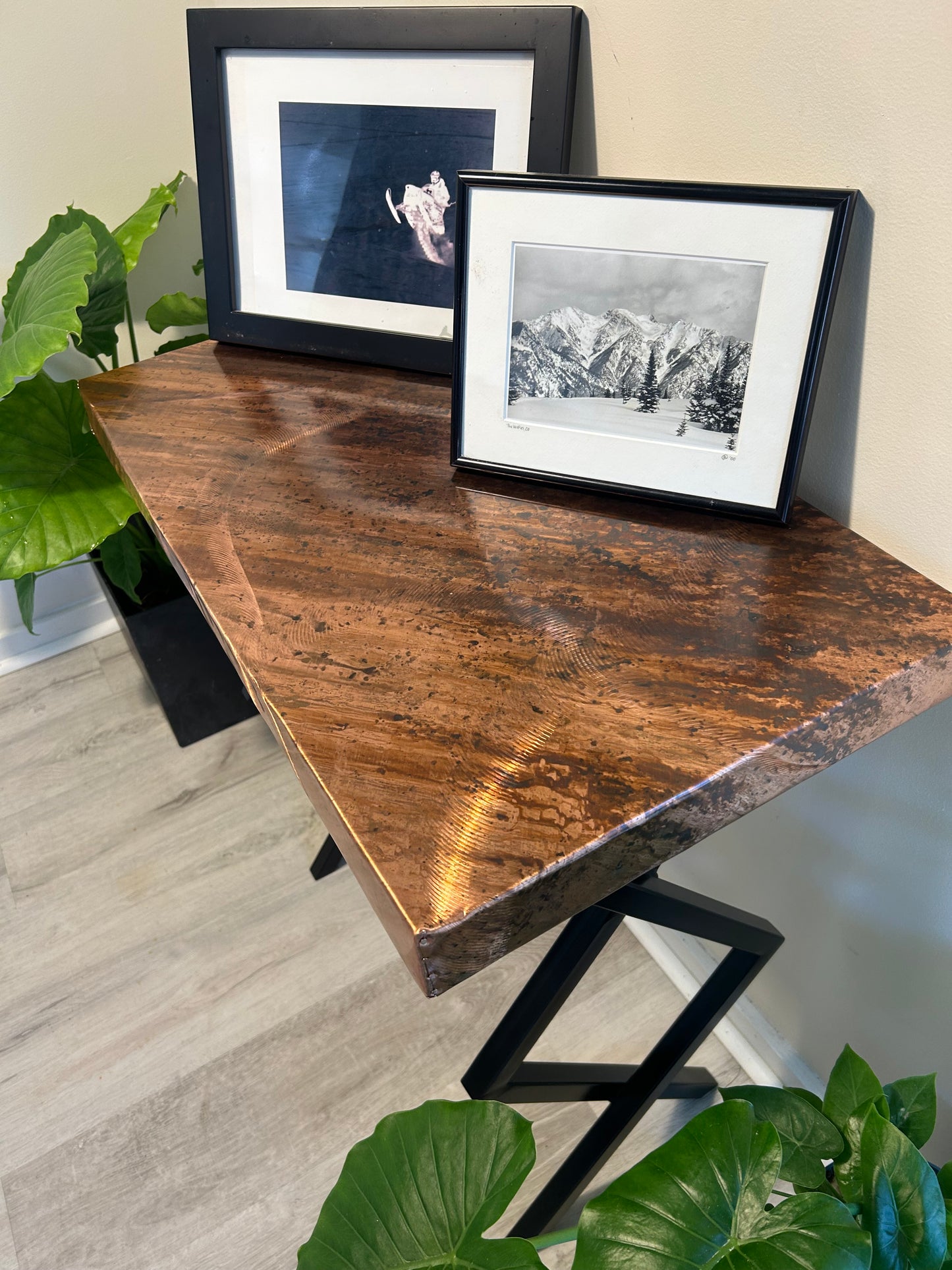 Contemporary Copper Accent Table / Modern End Table