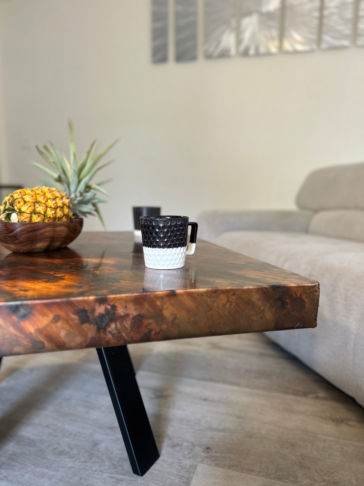 36” Square Copper Coffee Table