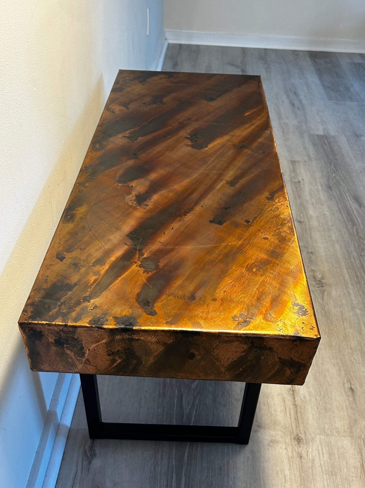 Modern Metal Bench, Contemporary Copper Art, Copper Table