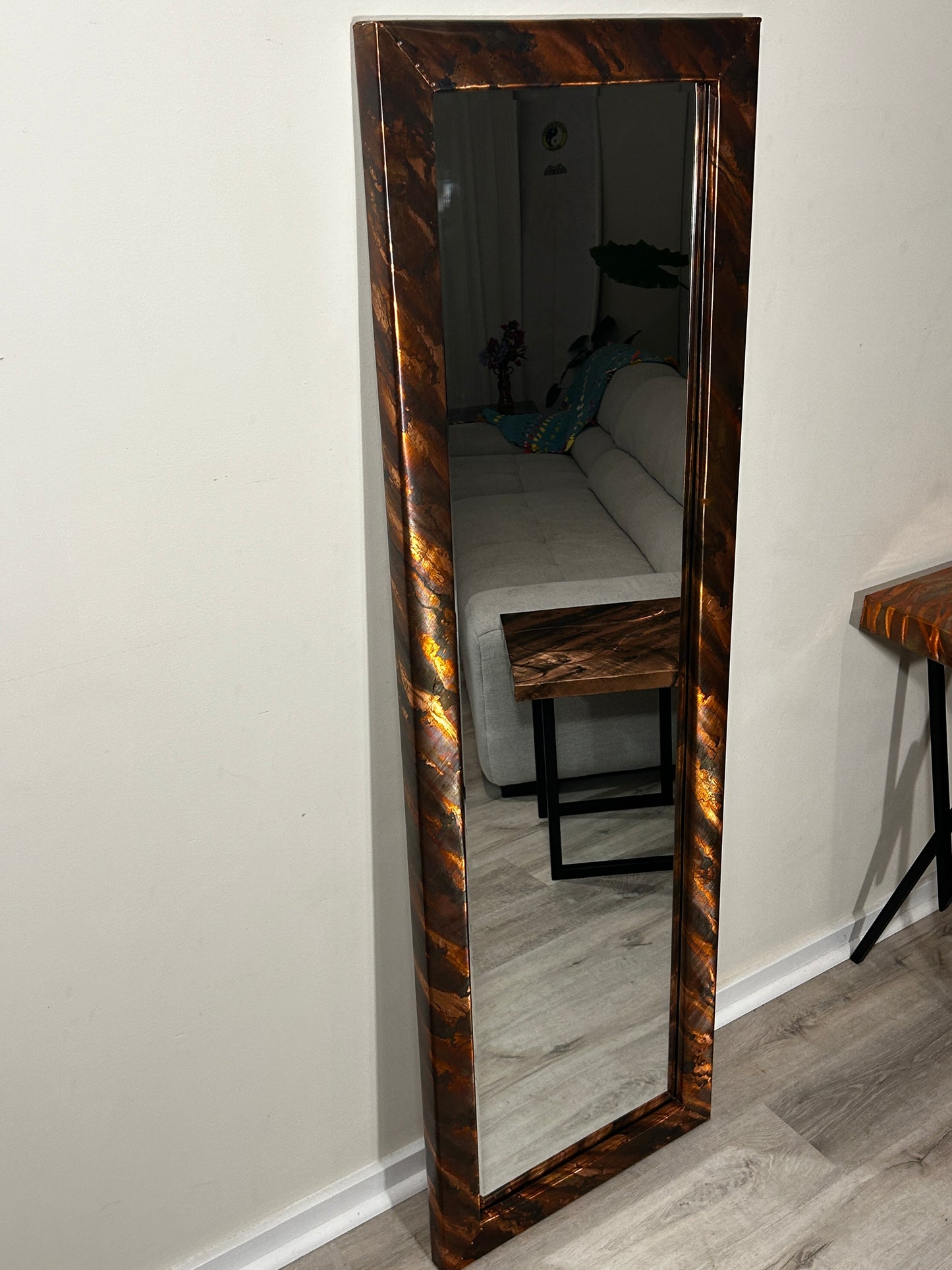 Full-Length Copper Mirror, Unique Full-Body Copper Vanity Mirror, Handcrafted Copper Decor