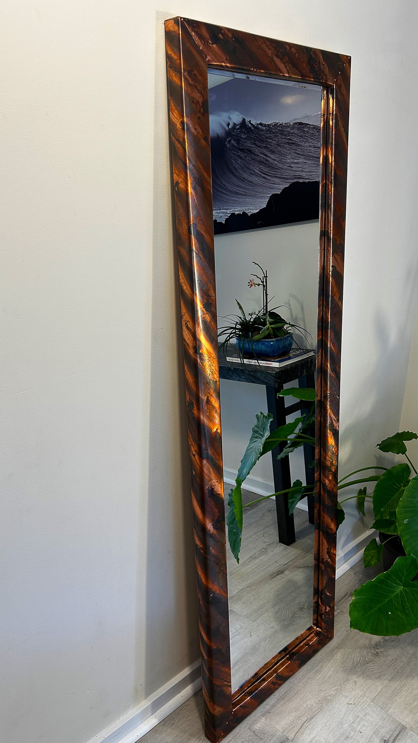Full-Length Copper Mirror, Unique Full-Body Copper Vanity Mirror, Handcrafted Copper Decor