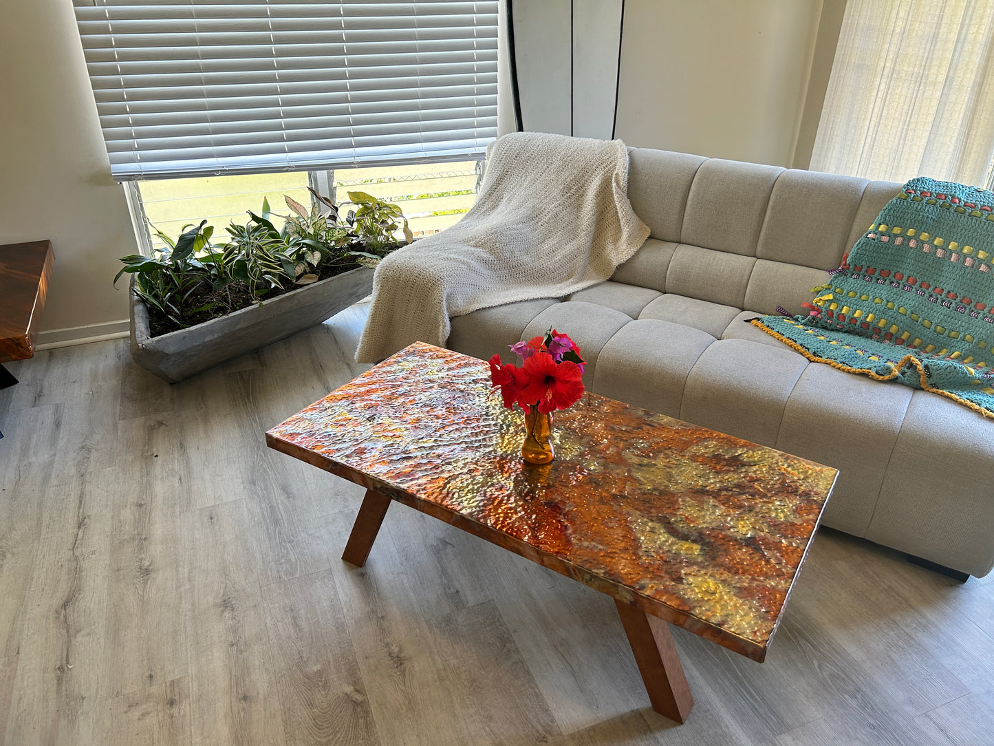 Hammered Copper Coffee Table