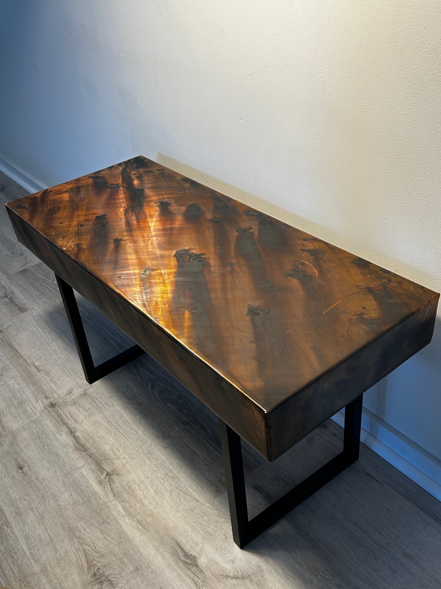 Modern Metal Bench, Contemporary Copper Art, Copper Table