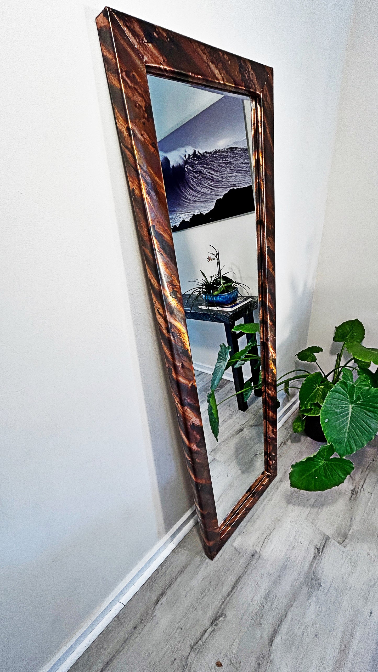 Full-Length Copper Mirror, Unique Full-Body Copper Vanity Mirror, Handcrafted Copper Decor