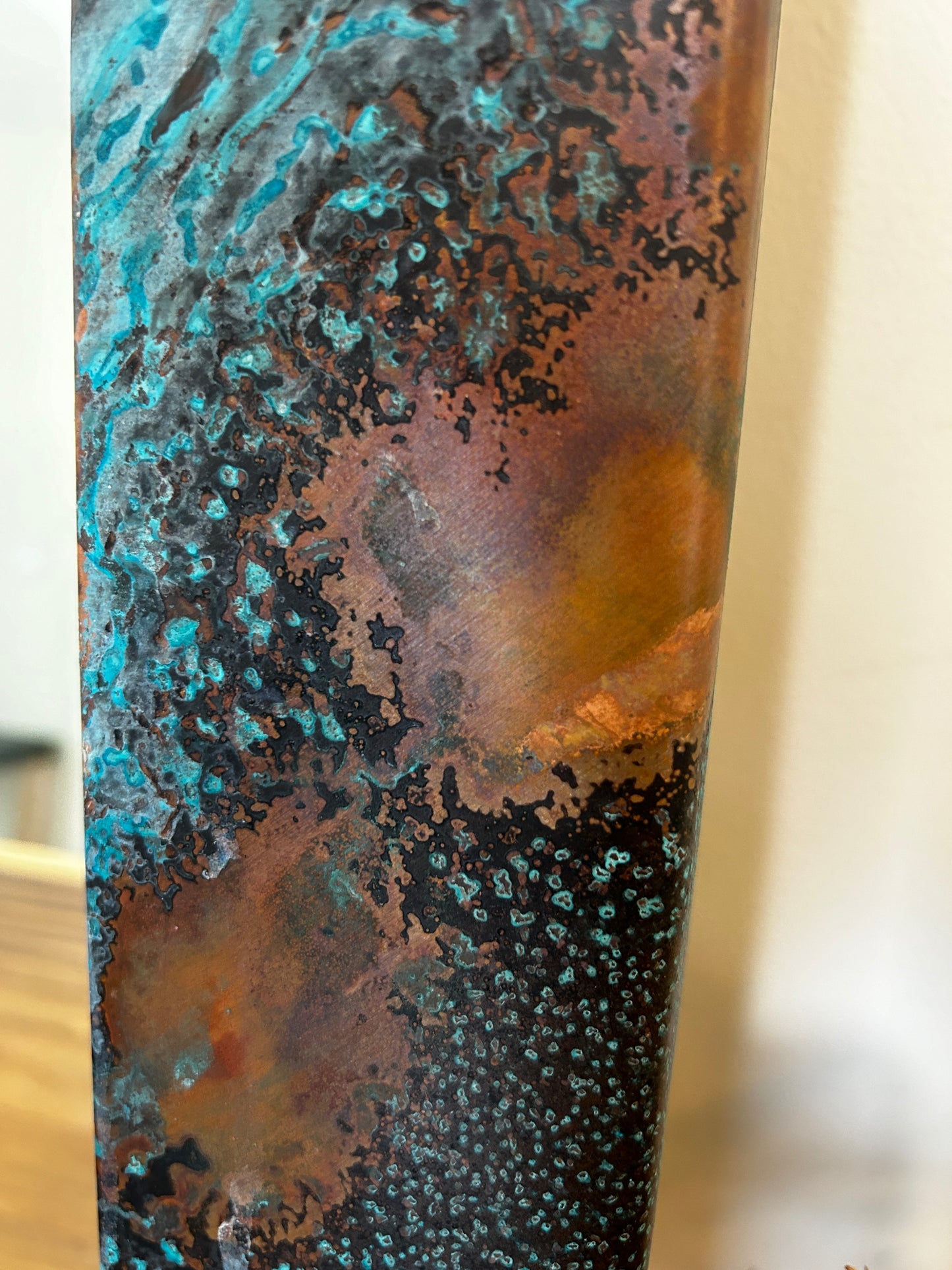 Large Copper Mirror with Turquoise Accents, Mirror Wall Art, Unique Copper Home Decor