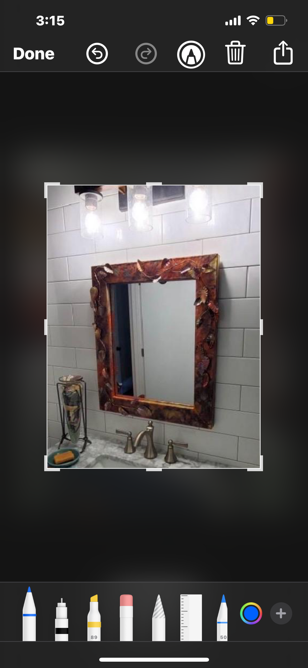 Hammered Copper Mirror with Vines and Leaves
