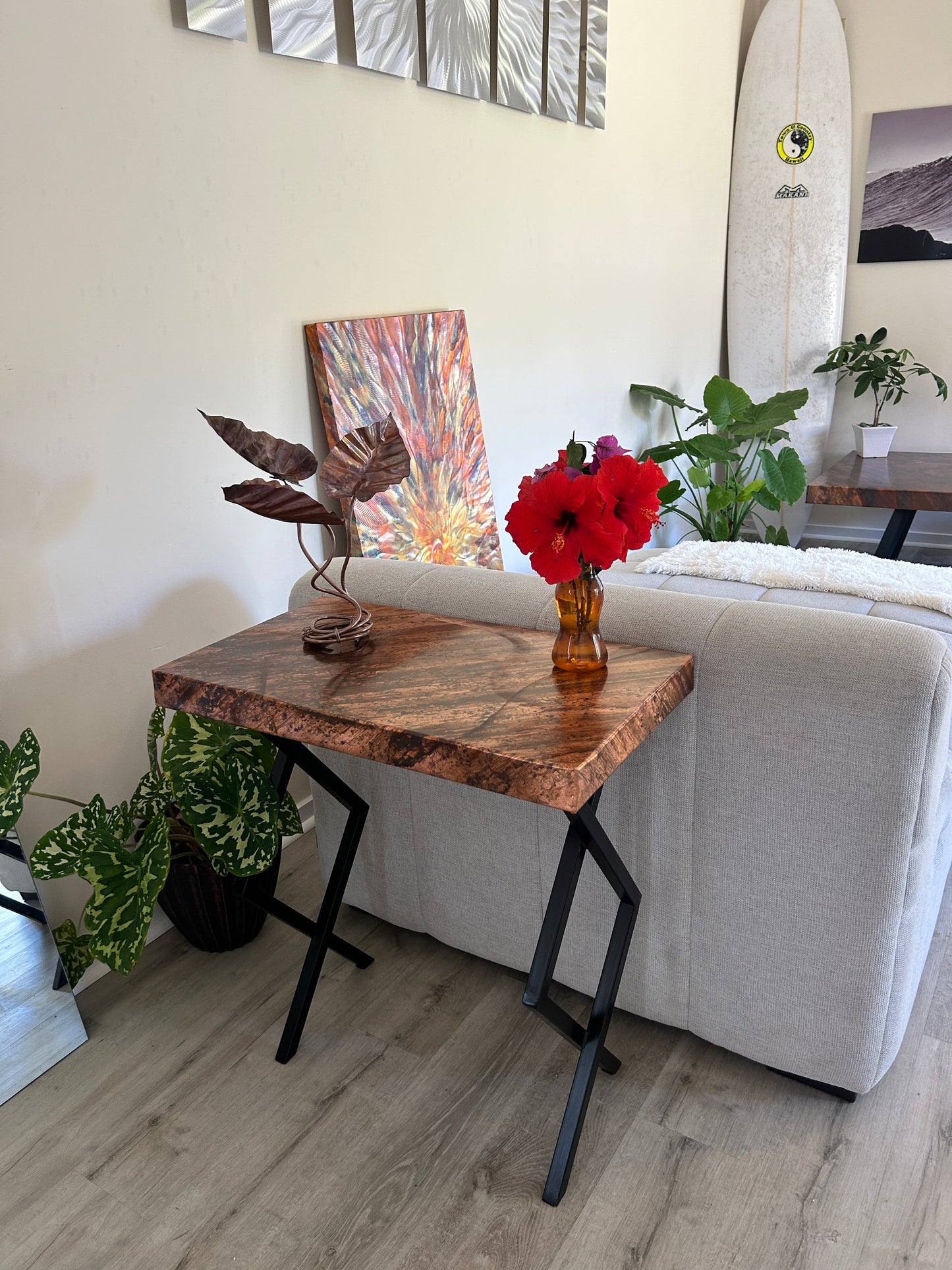 Contemporary Copper Accent Table / Modern End Table