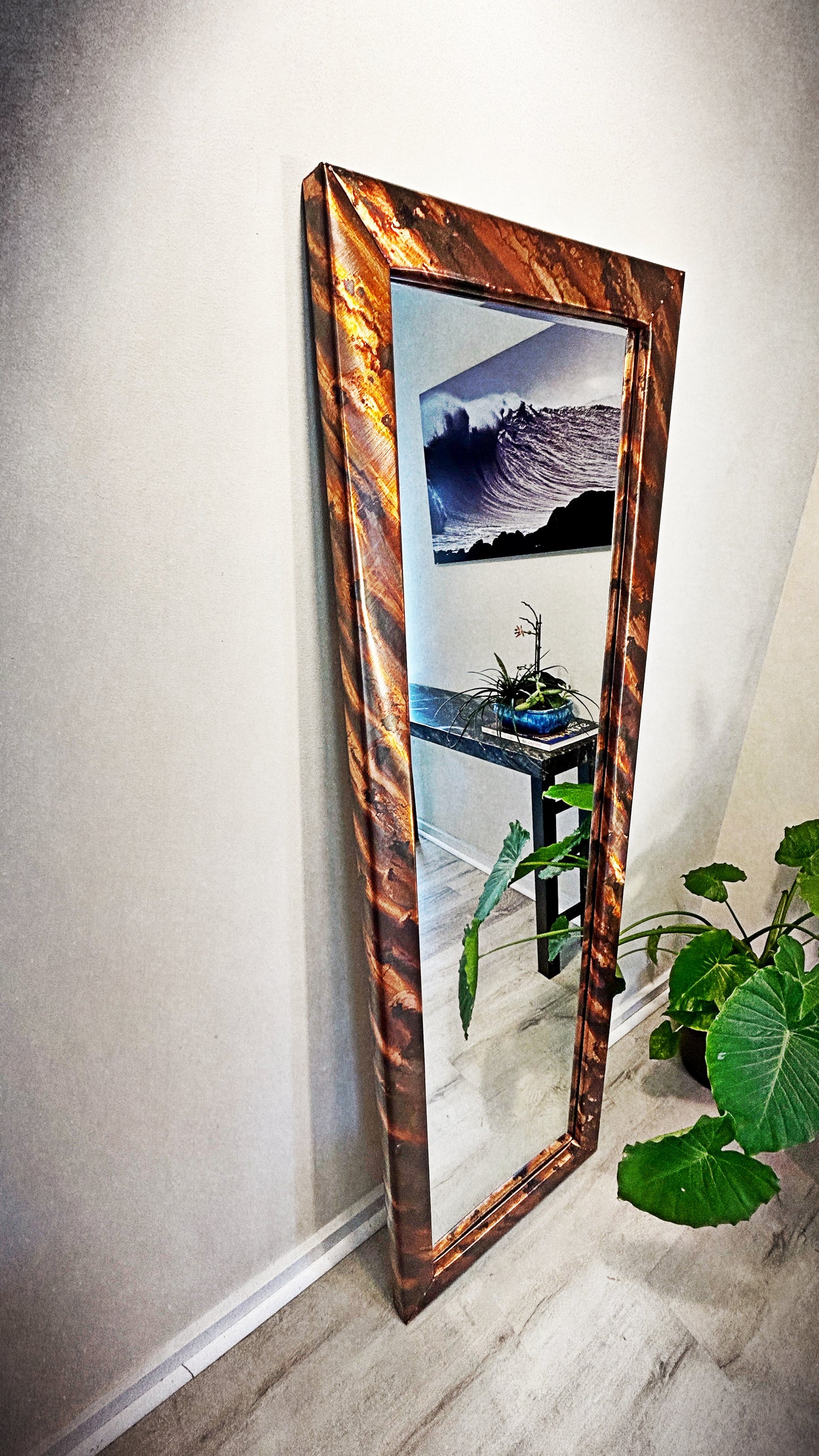 Full-Length Copper Mirror, Unique Full-Body Copper Vanity Mirror, Handcrafted Copper Decor