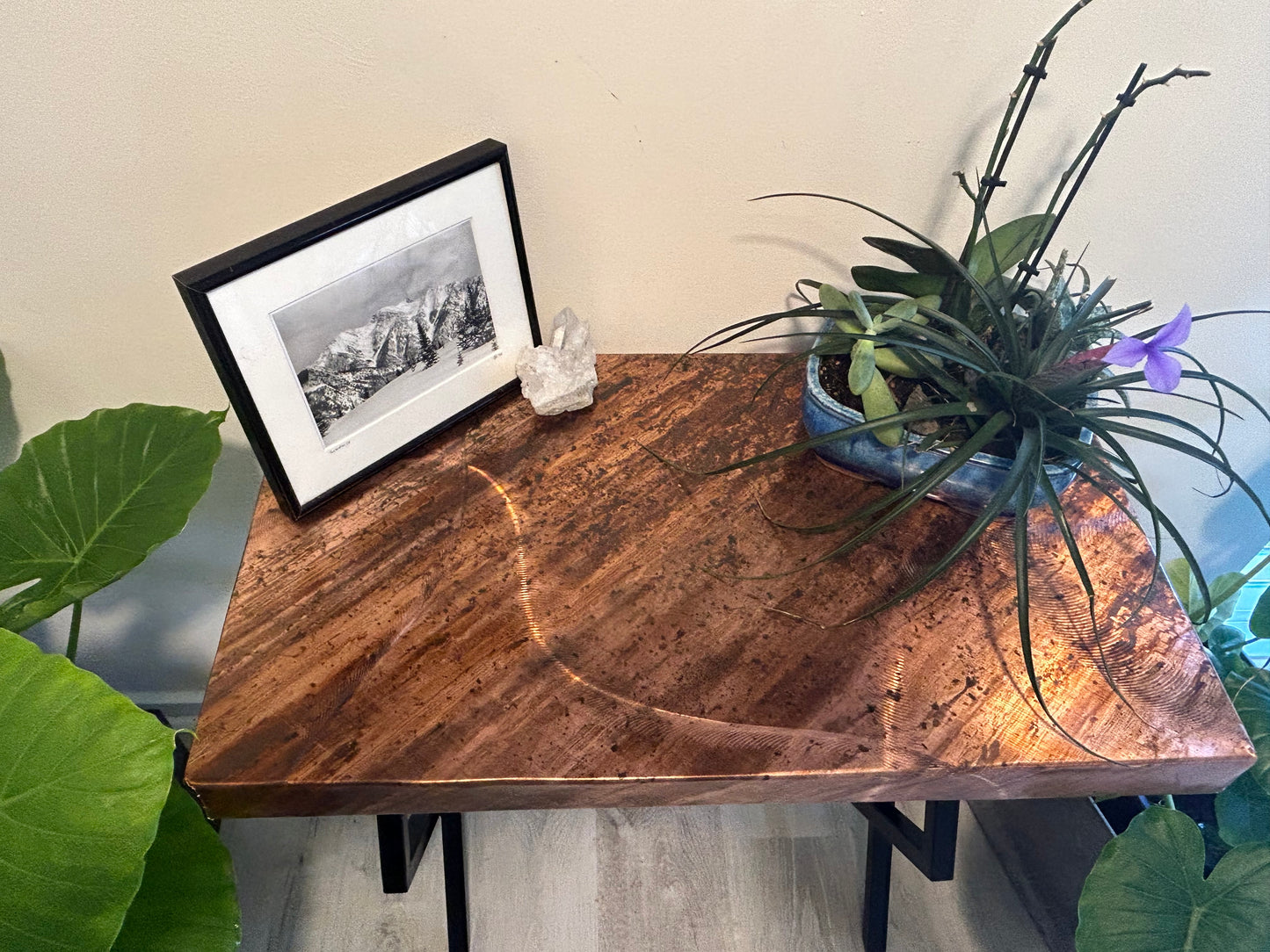 Contemporary Copper Accent Table / Modern End Table