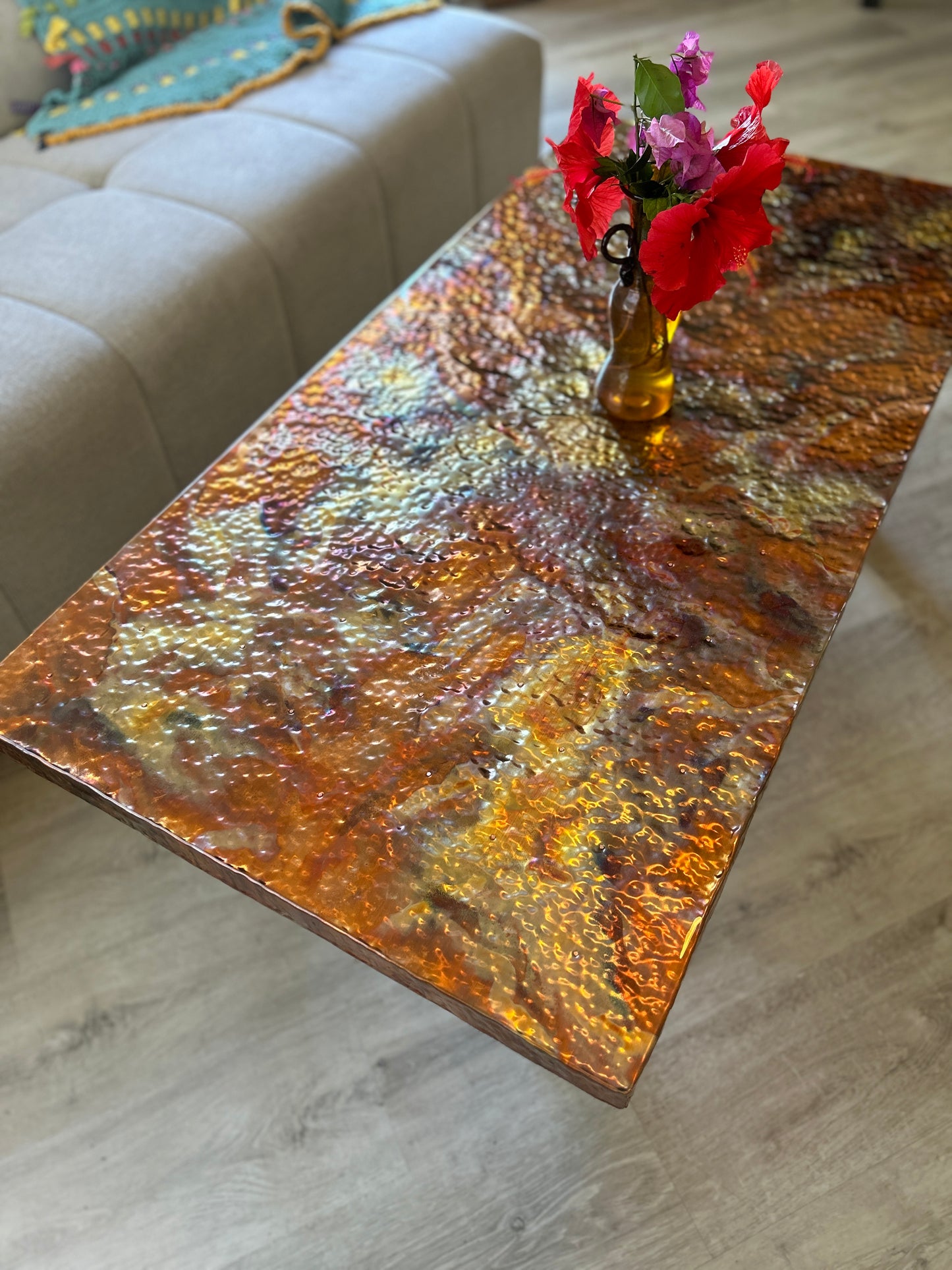 Hammered Copper Coffee Table