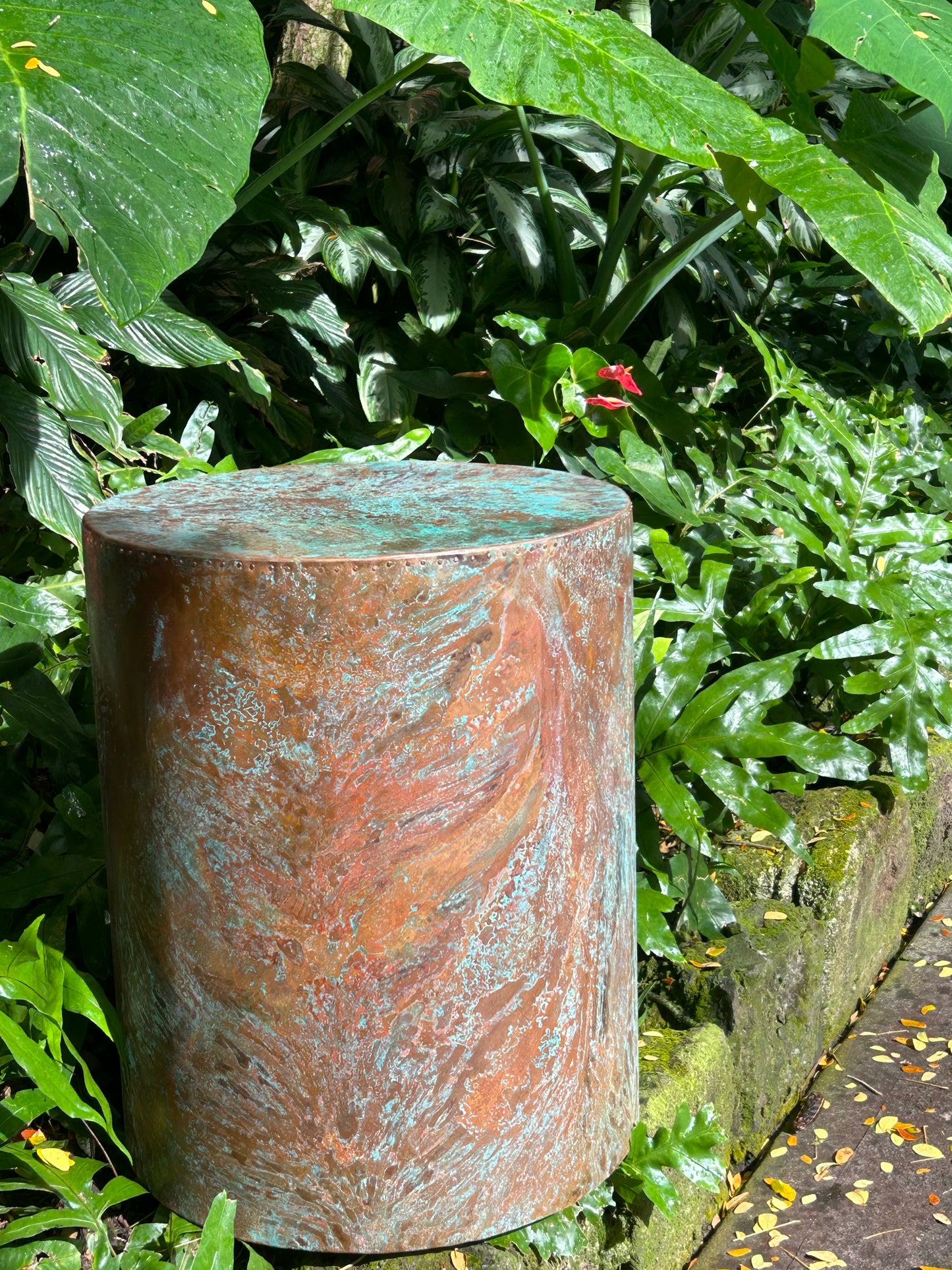 Modern Copper Drum, Copper Side Table, Contemporary Copper Accent Table