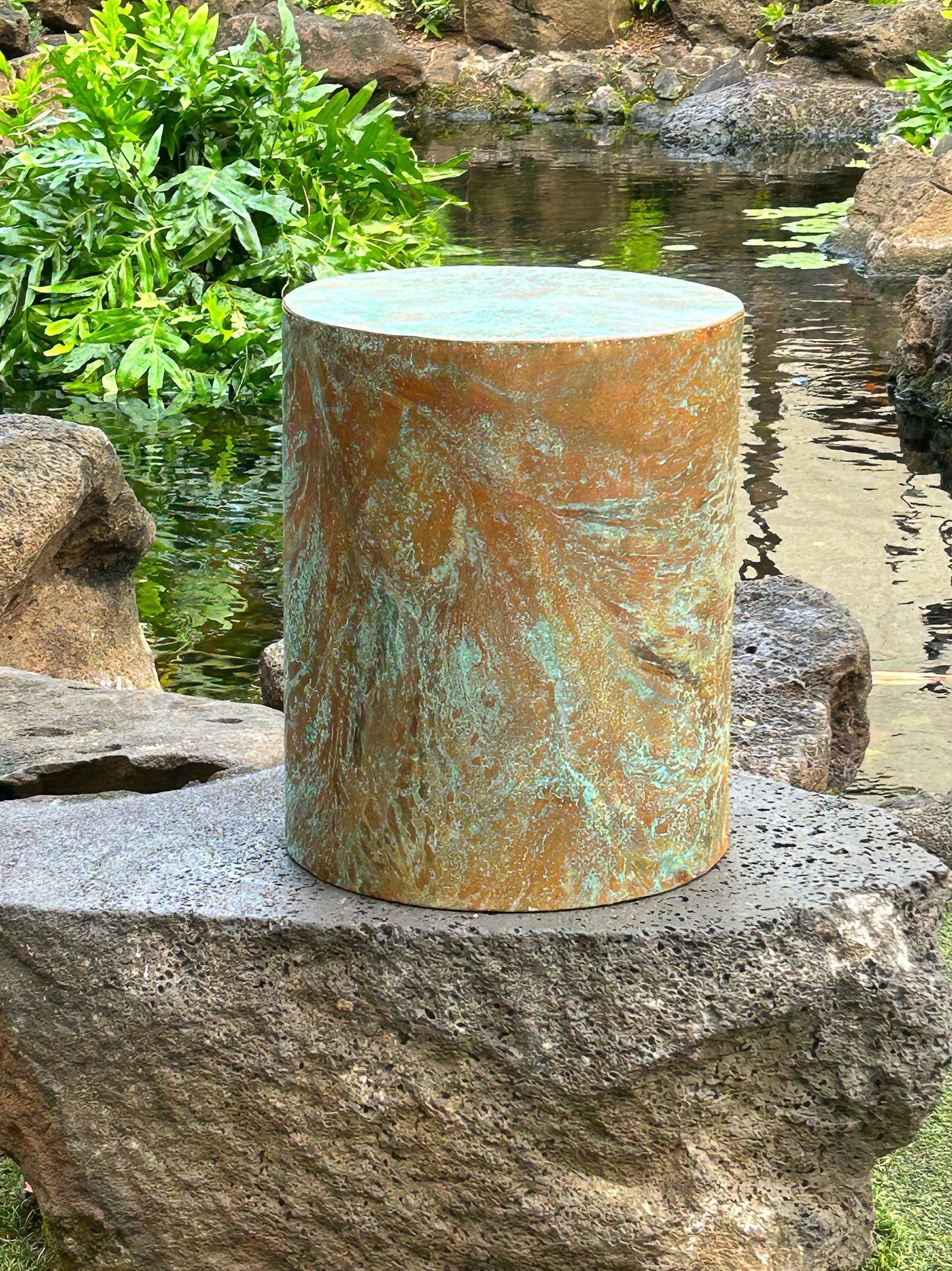 Modern Copper Drum, Copper Side Table, Contemporary Copper Accent Table