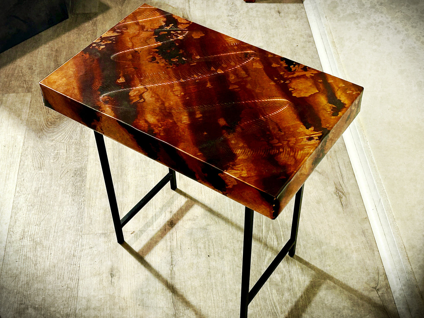 Copper Table, Copper Bedside Table, Modern Mountain Decor, Metal Art Furniture, Copper End Table Made in Hawaii