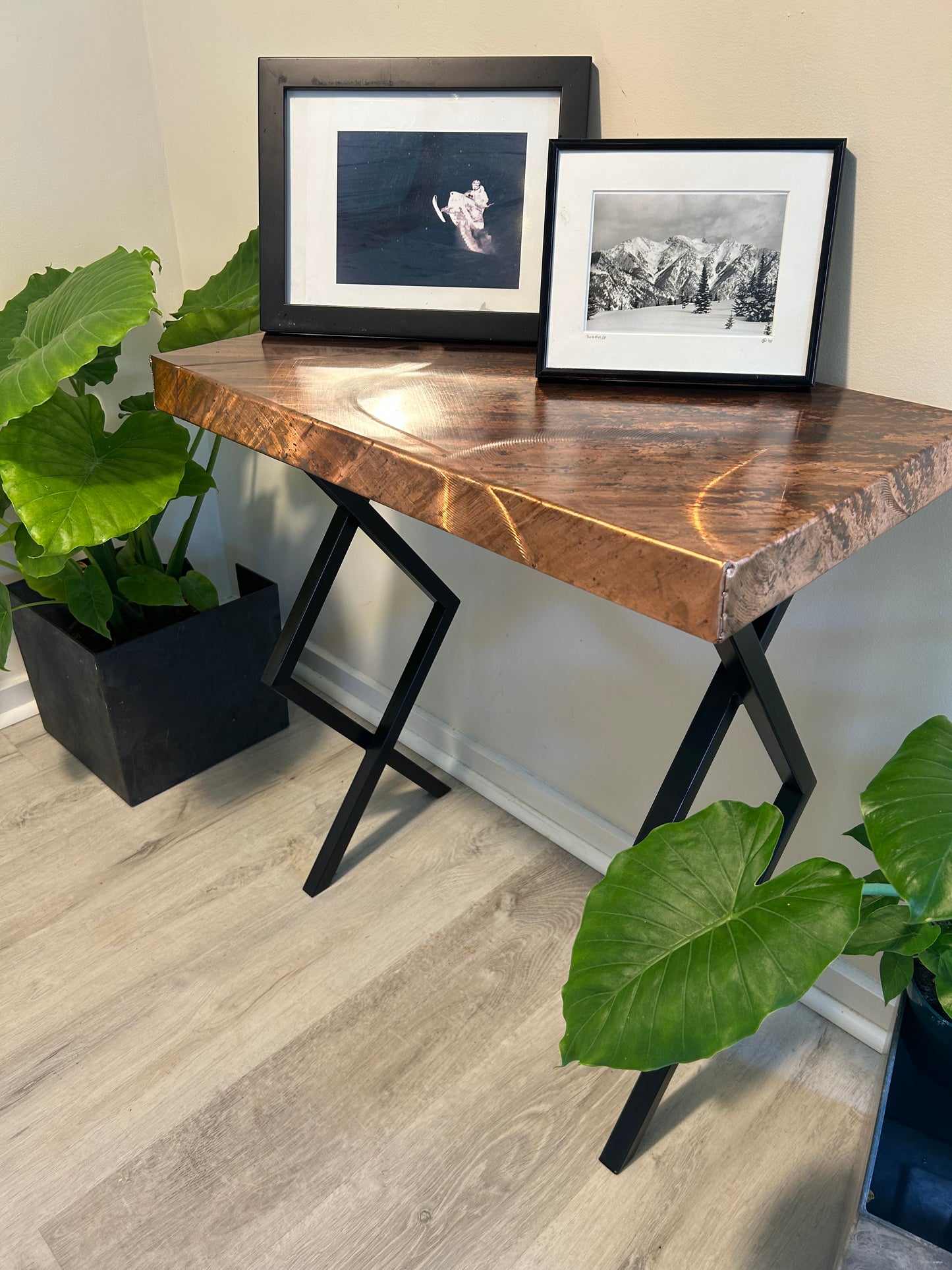 Contemporary Copper Accent Table / Modern End Table