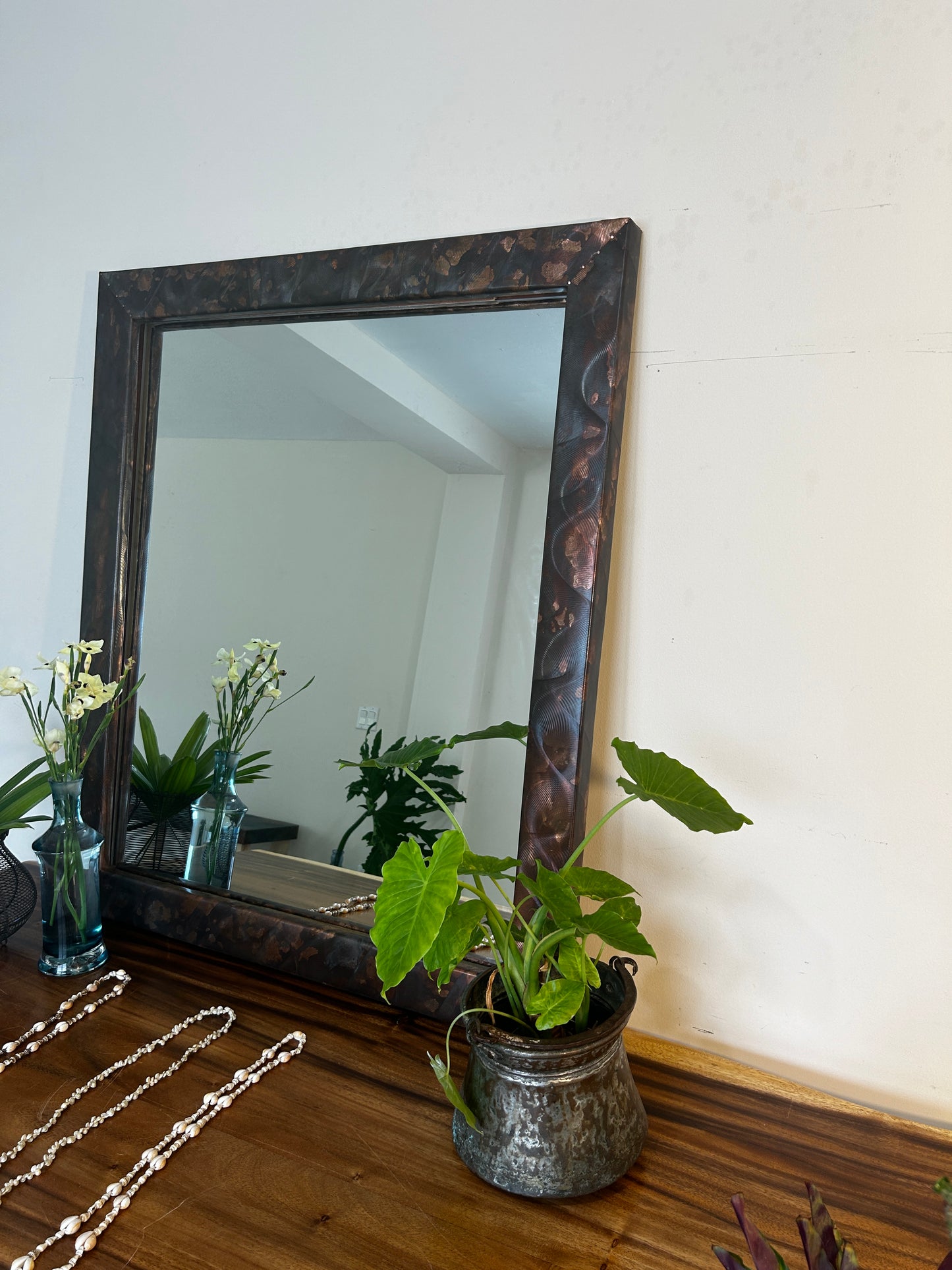 Large Handcrafted Copper Mirror, Custom Copper Frame, Bathroom Mirror, Vanity Mirror, Mirror Wall Art