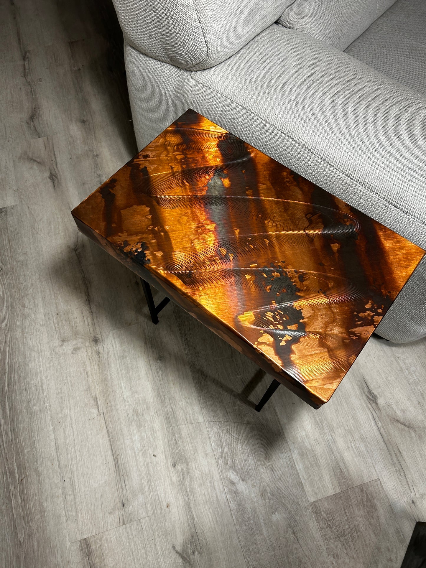 Copper Table, Copper Bedside Table, Modern Mountain Decor, Metal Art Furniture, Copper End Table Made in Hawaii