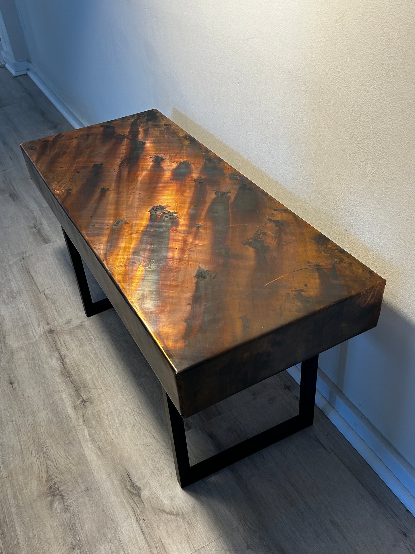 Modern Metal Bench, Contemporary Copper Art, Copper Table