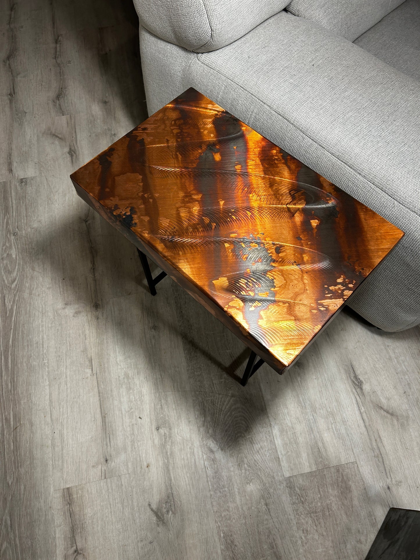 Copper Table, Copper Bedside Table, Modern Mountain Decor, Metal Art Furniture, Copper End Table Made in Hawaii