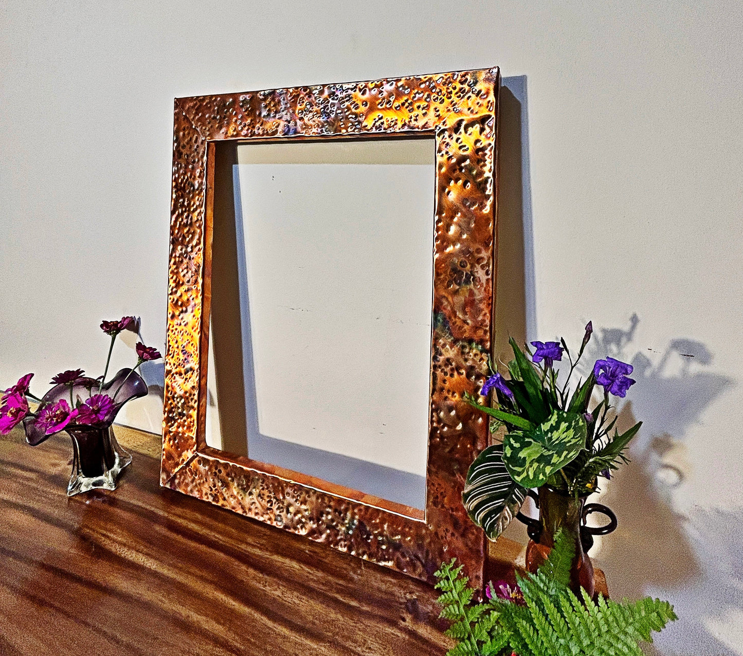 Quality Hammered Copper Mirror, Copper Vanity Mirror