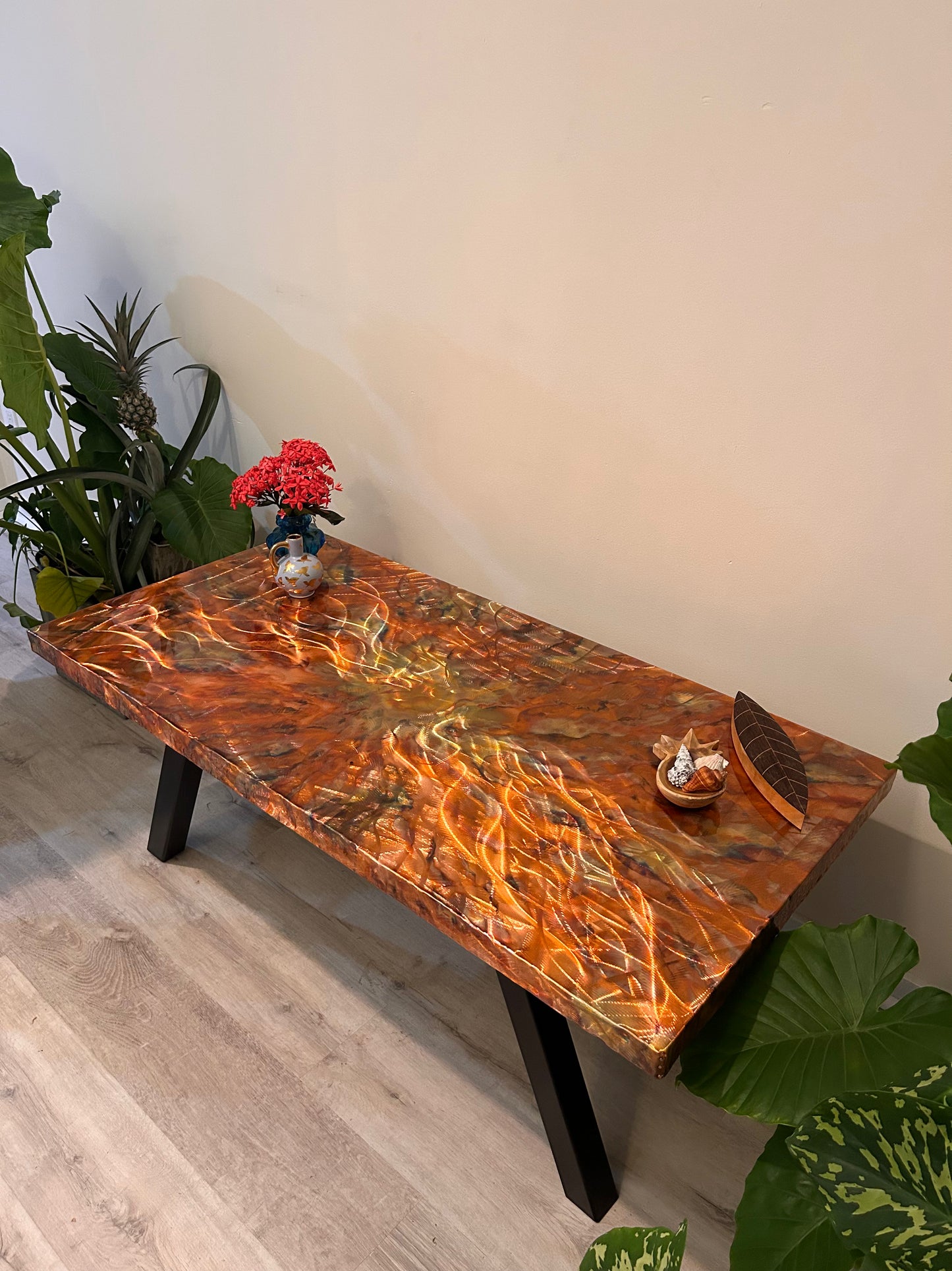 Large Handcrafted Copper Coffee Table