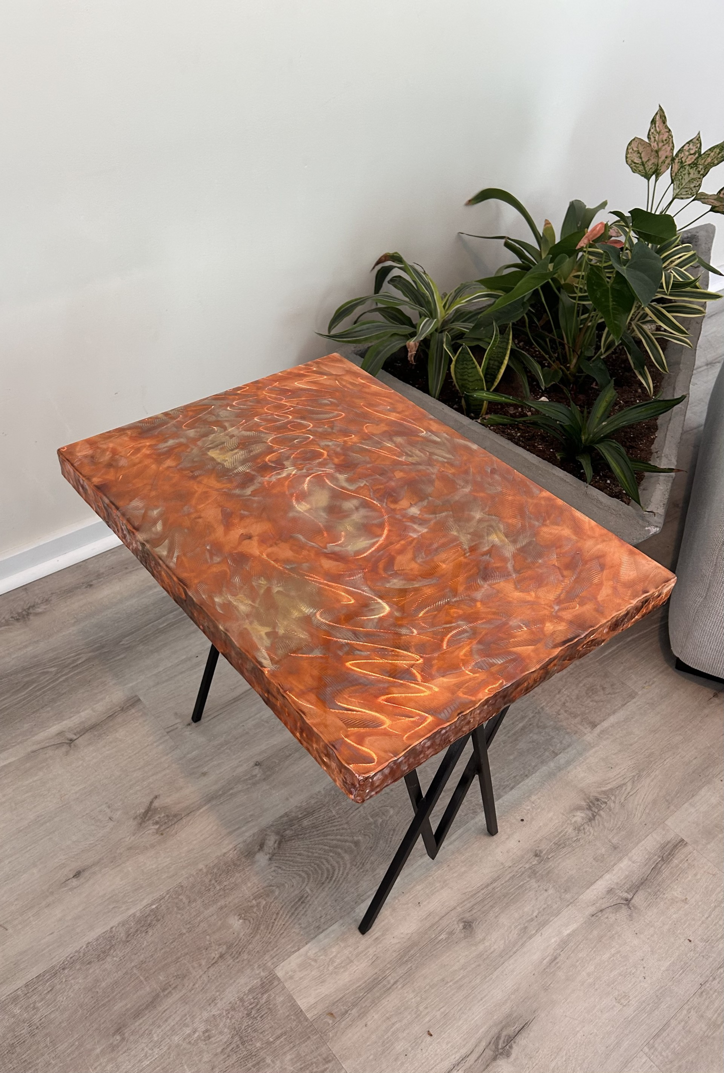 Copper Bedside Table Abstract Metal Art