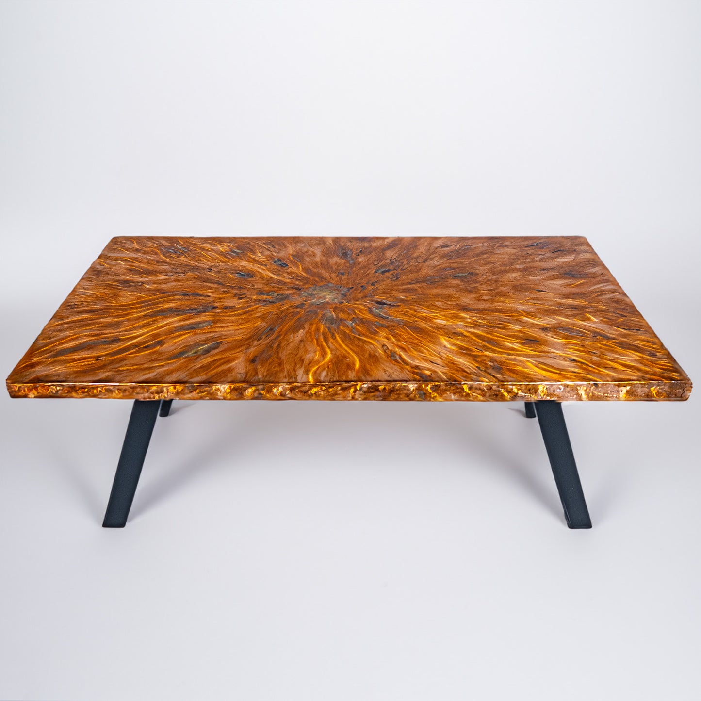 Waikiki Sunset Modern Flame-Painted Copper Coffee Table
