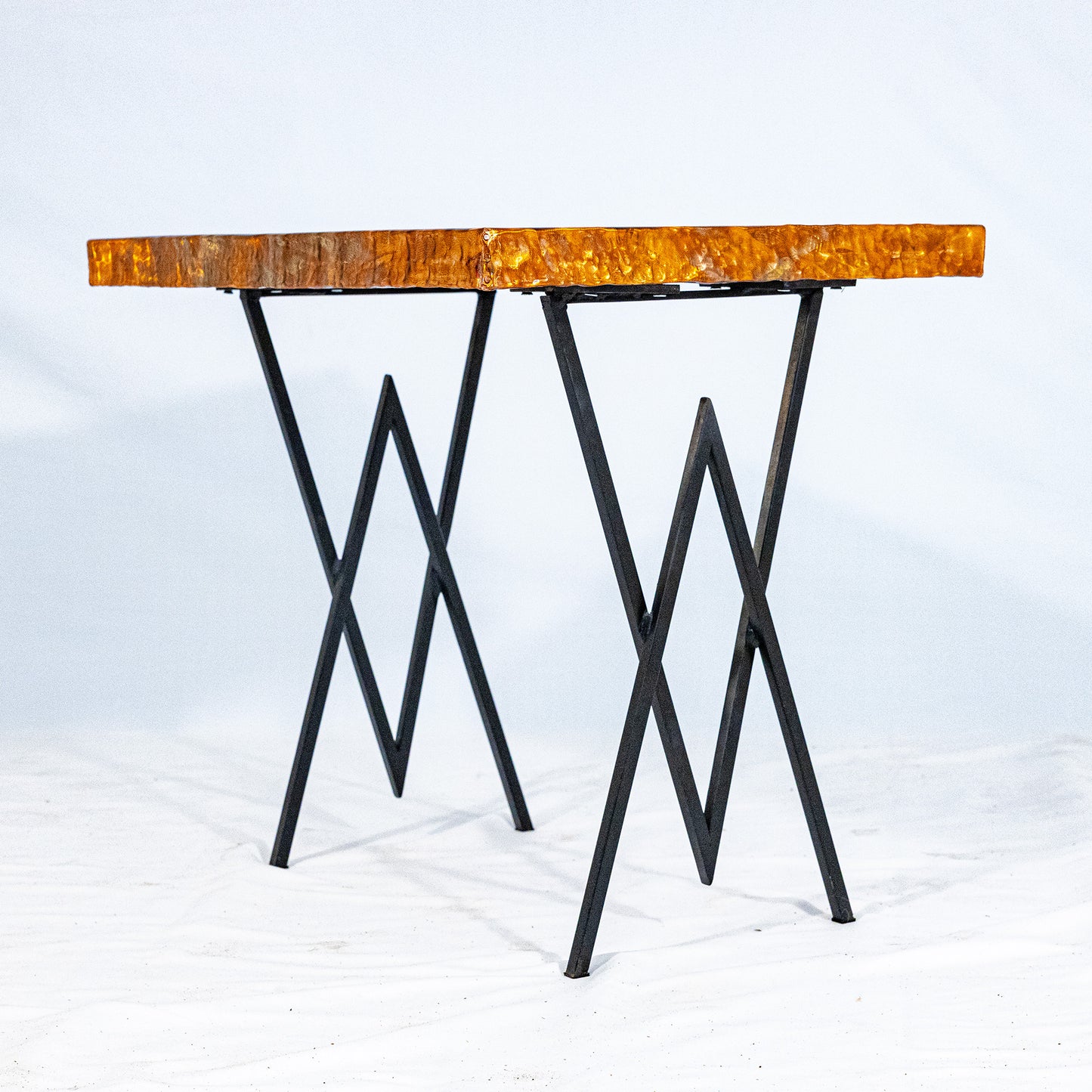 Copper Bedside Table Abstract Metal Art