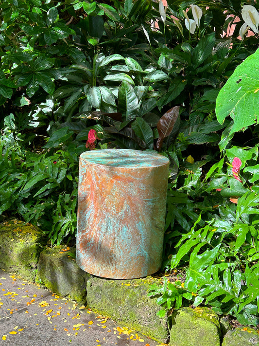 Modern Copper Drum, Copper Side Table, Contemporary Copper Accent Table