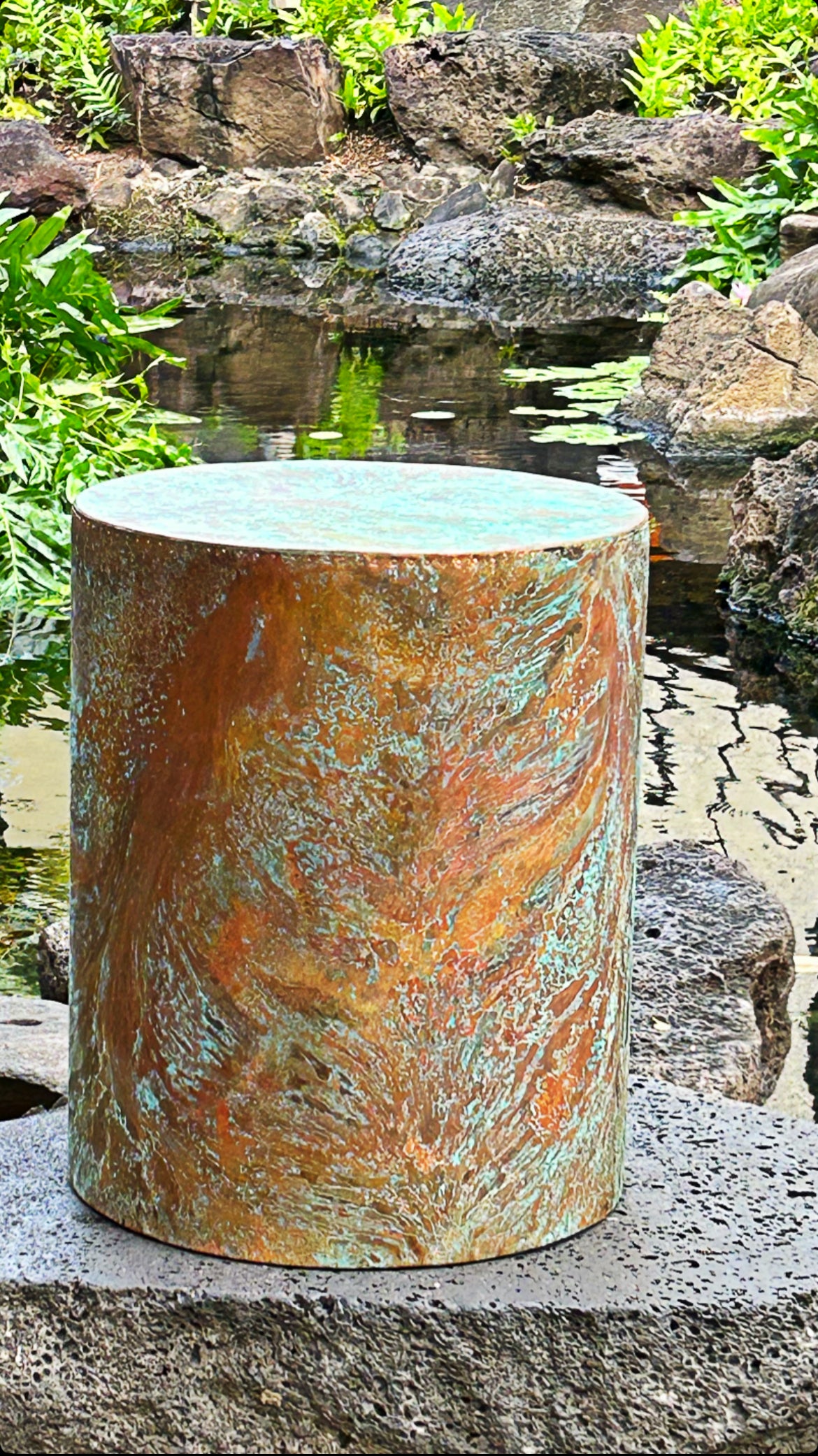 Modern Copper Drum, Copper Side Table, Contemporary Copper Accent Table
