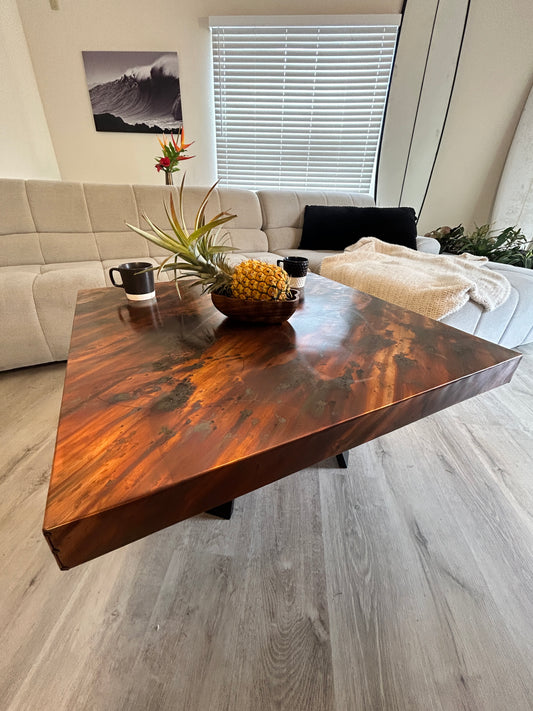 36” Square Copper Coffee Table